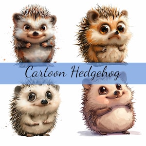 15 Cute Quirky Cartoon Hedgehog Clipart Bundle, 15 High-Quality JPG, Craft Art, Card Making, Clip Art, Digital Paper Craft, Scrapbooking