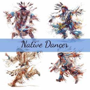 Lot de 16 cliparts danseuse amérindienne, 16 fichiers JPG de haute qualité, création artistique, fabrication de cartes, clipart, créations numériques sur papier, scrapbooking