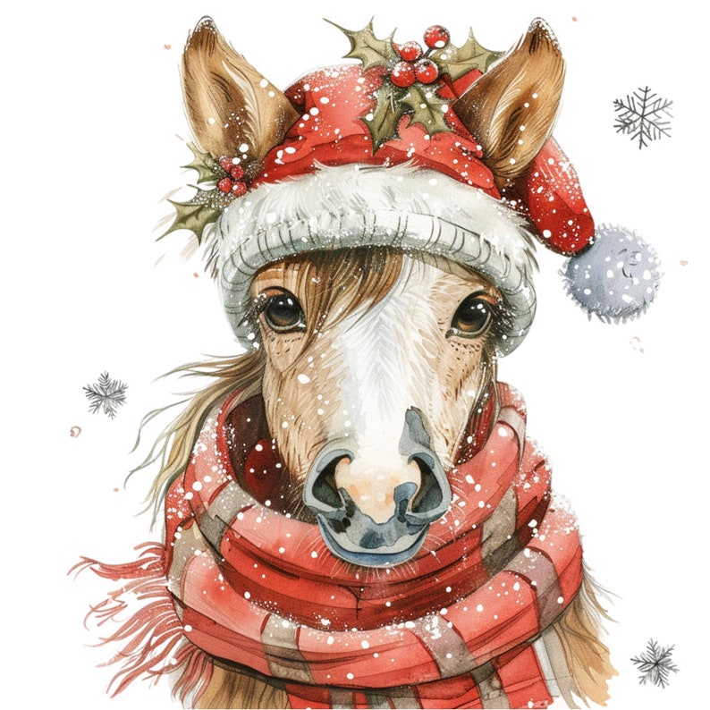 12 Christmas Horse Clipart Bundle, 12 High-quality JPG, Craft Art, Card ...