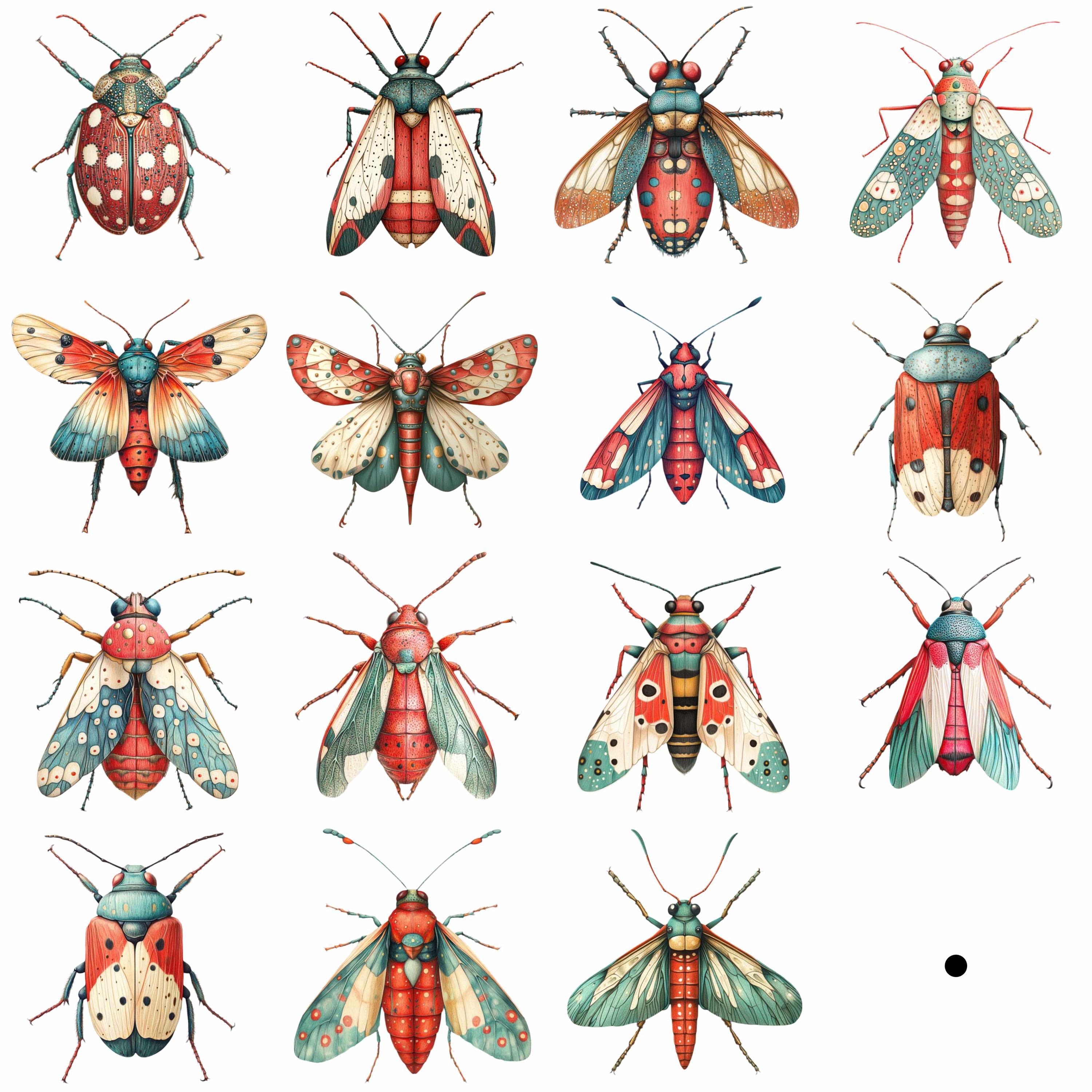 Teal Insects 15 Red and Teal Blue Insects Clipart Bundle, 15 JPG and Transparent PNG ...