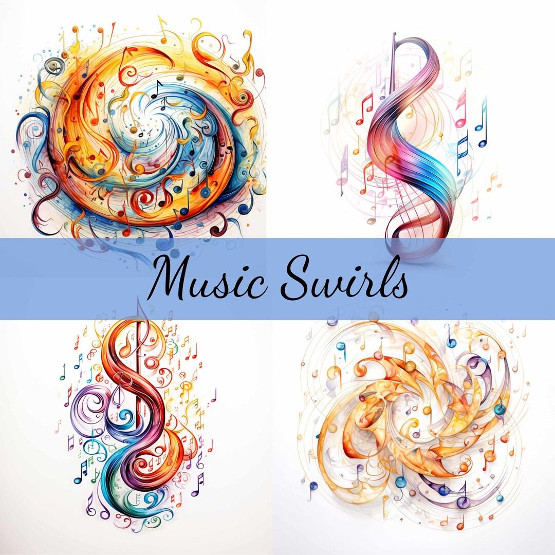 16 Music Note Swirls Clipart Bundle, High-quality JPG, Craft Art, Card ...