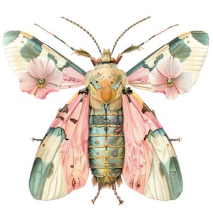 16 Floral Insect in Pink Clipart Bundle, High-quality JPG, Craft Art ...