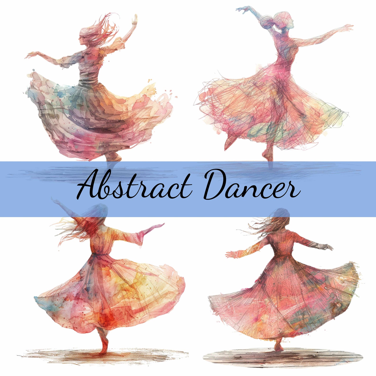16 Abstract Woman Dancing Dancer Clipart Bundle, 16 High-quality JPG ...