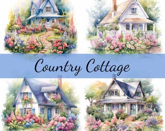 16 Cottage Houses Clipart Bundle, High-Quality JPG, Craft Art, Card Making, Clip Art, Digital Paper Craft, Scrapbooking