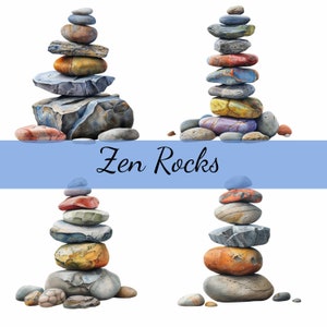 16 Zen Rock Stone Towers clipartbundel, 16 hoogwaardige JPG, Craft Art, kaarten maken, illustraties, Digital Paper Craft, scrapbooking