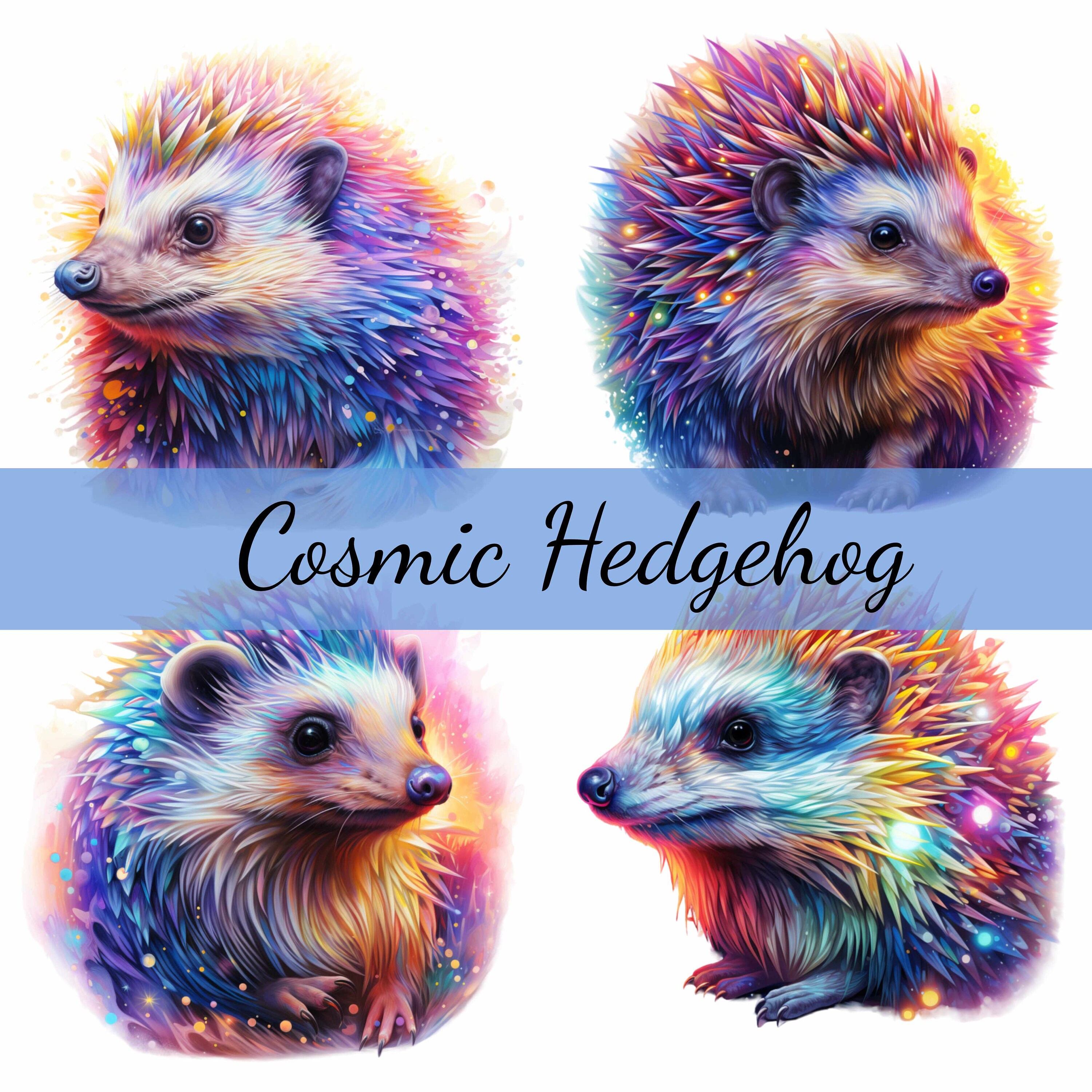 Cosmic Hedgehog Clipart Bundle, High-quality JPG, Craft Art, Card ...