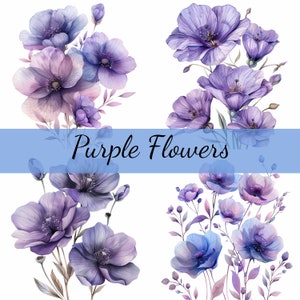 16 lila Blumenstrauß Clipart Bundle, 16 hochwertige JPG, Craft Art, Kartenherstellung, Clip Art, digitales Papiermodell, Scrapbooking