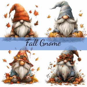 Pacote de 16 clipart de gnomos de Ação de Graças de outono, 16 JPG de alta qualidade, arte artesanal, criação de cartões, clip art, artesanato em papel digital, scrapbooking