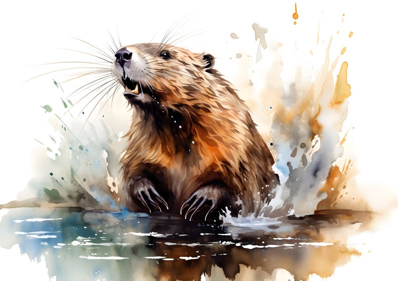 14 Beaver in Nature Clipart Bundle, High-quality JPG, Wall Art, Card ...