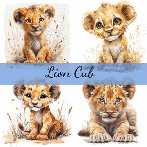 Paquete de 15 imágenes prediseñadas de cachorros de león adorables, 15 archivos JPG de alta calidad, manualidades, creación de tarjetas, imágenes prediseñadas, manualidades con papel digital, álbumes de recortes