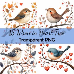 Bundle de 16 cliparts troglodyte en coeur arbre, téléchargement PNG Transparent, carte, clipart, papier numérique artisanat scrapbooking, art populaire, Saint-Valentin