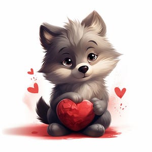 12 Heart Wolf Clipart Bundle, High-quality JPG, Craft Art, Card Making ...