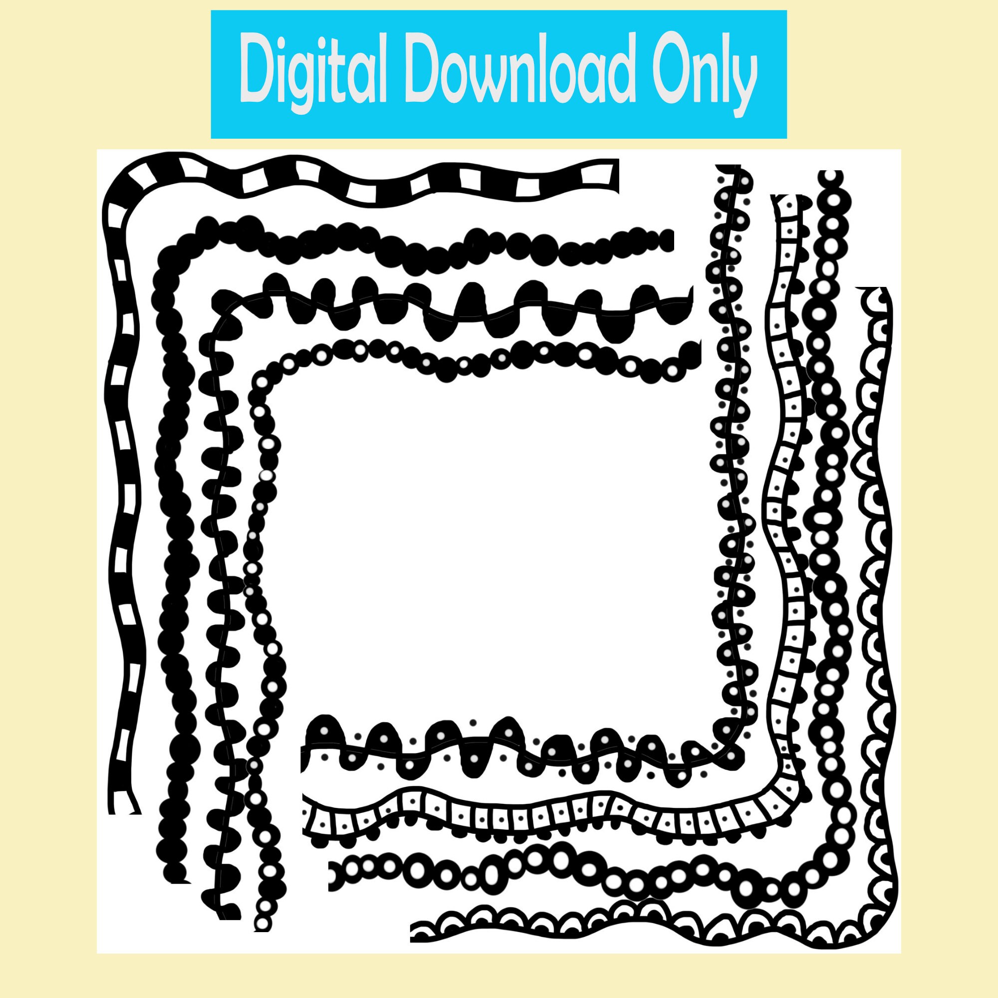 8 Wiggly Doodle Frames Borders Digital Frame Clip Art Digital Bundle ...