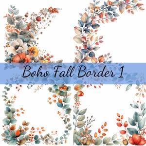 14 marcos y bordes bohemios otoñales, 1 paquete de imágenes prediseñadas, 14 archivos JPG de alta calidad, manualidades, creación de tarjetas, imágenes prediseñadas, manualidades con papel digital, álbumes de recortes