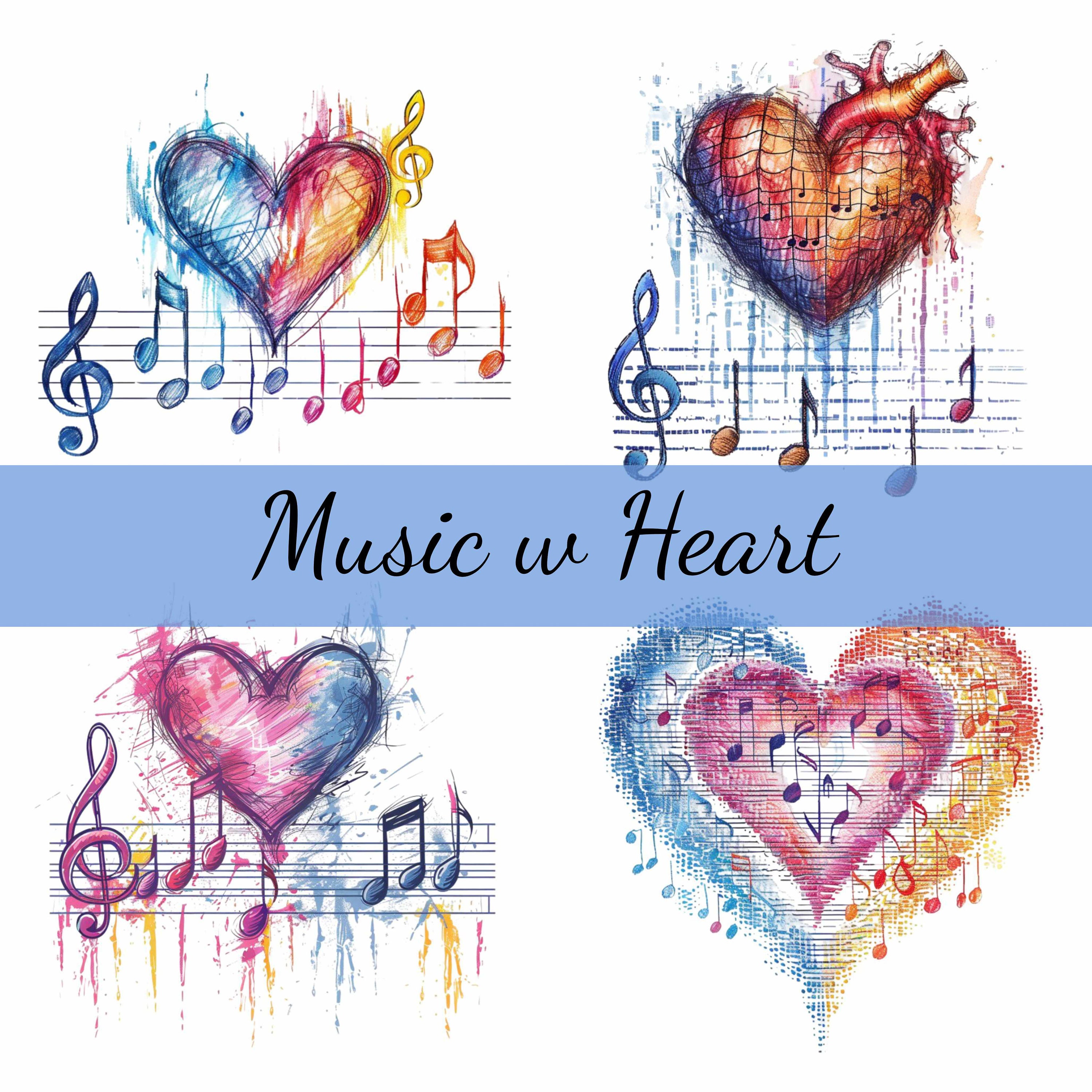 15 Hearts and Music Notes Love Clipart Bundle, 15 High-quality JPG