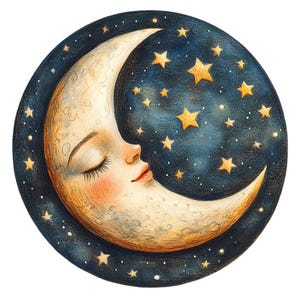 16 Moon Sky at Night Clipart-bundel, 16 JPG en transparante PNG-download, kaarten maken, illustraties, Digital Paper Craft, scrapbooking