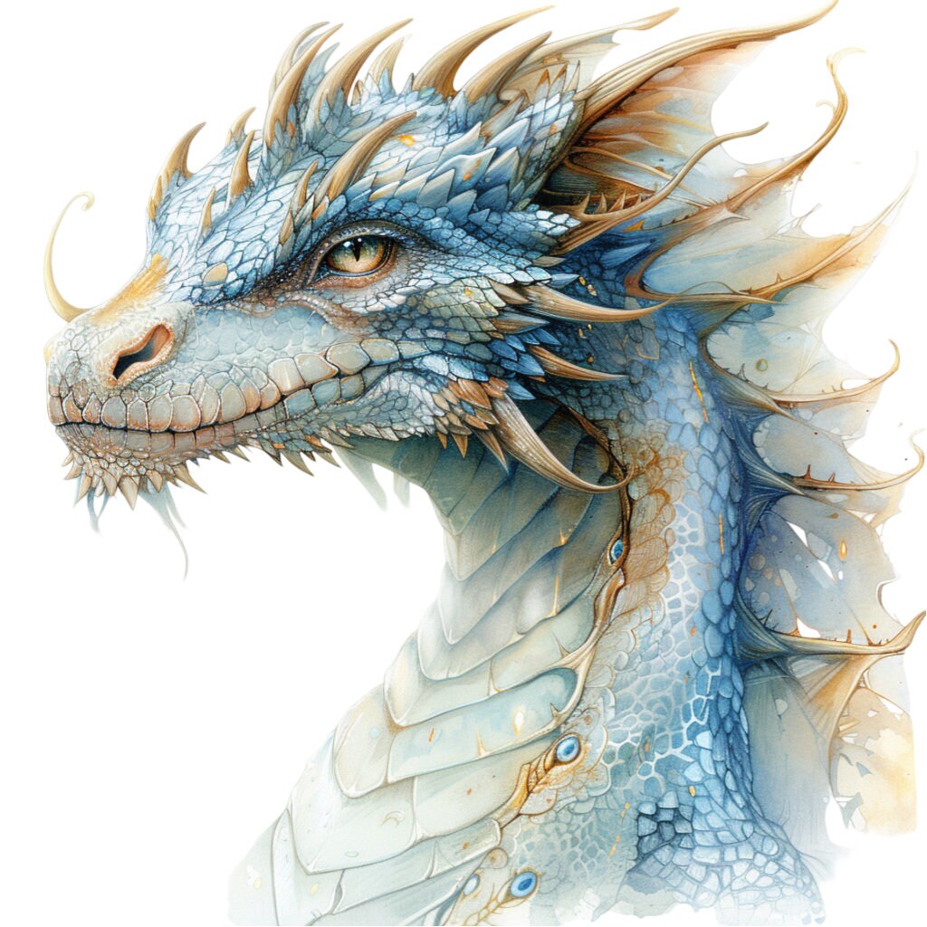 Blue and Gold Dragon Clipart Bundle, 16 High-quality JPG, Craft Art ...