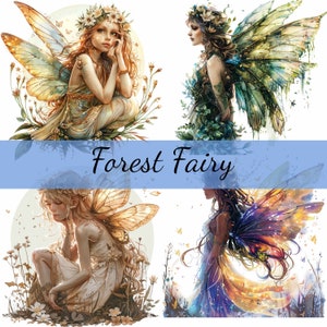 16 Green Forest Fairy clipartbundel, 16 hoogwaardige JPG, Craft Art, kaarten maken, Clip Art, Digital Paper Craft, scrapbooking