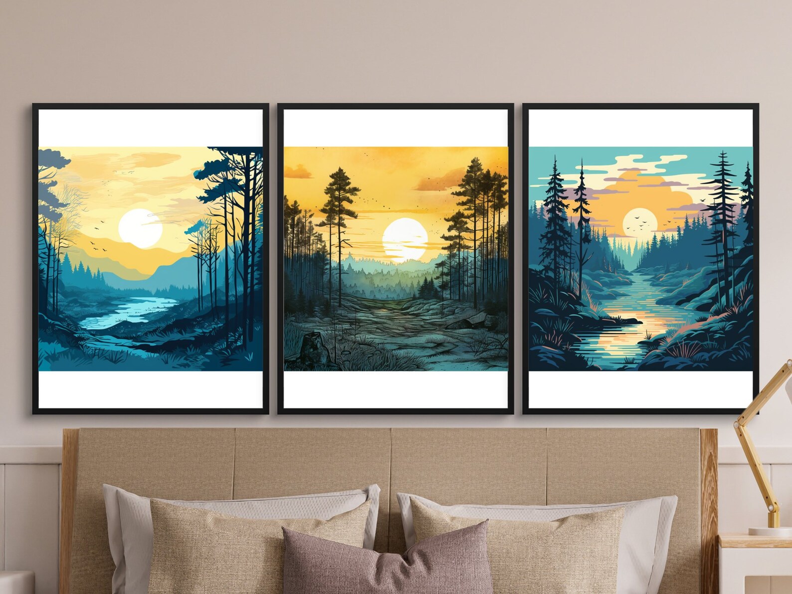 Forest Sunrise Background Clipart Bundle, High-quality JPG, Craft Art ...