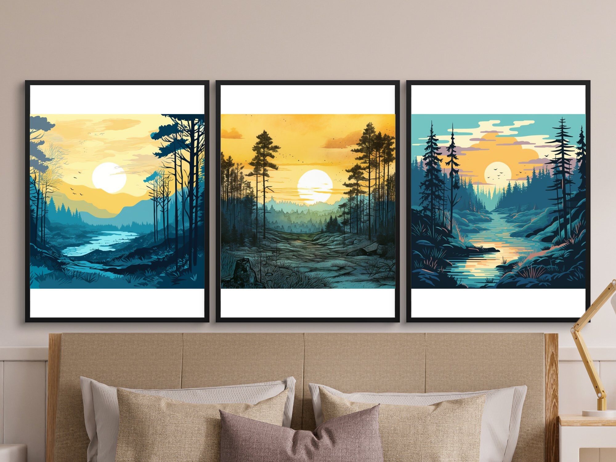Forest Sunrise Background Clipart Bundle, High-quality JPG, Craft Art ...