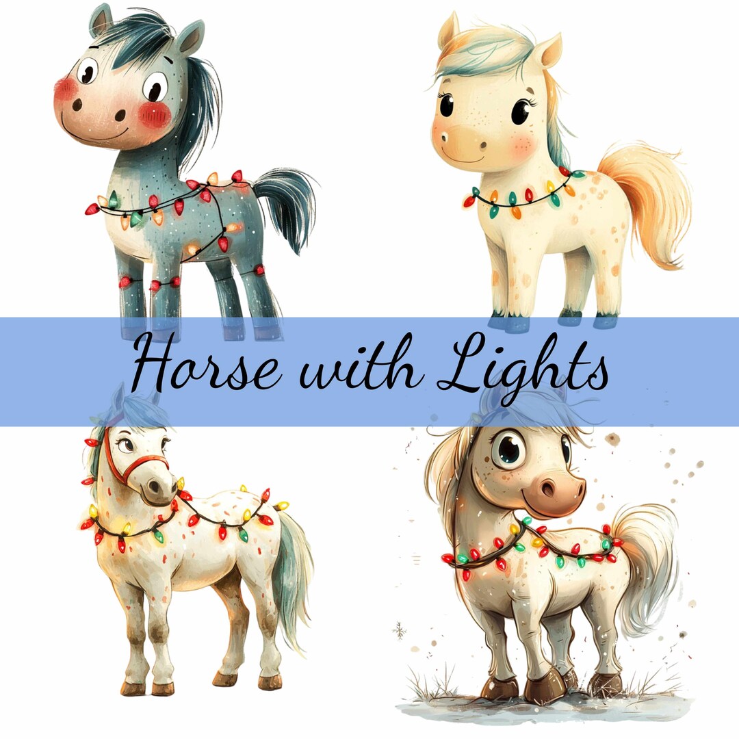 15 Horse With Christmas Lights Clipart Bundle 15 Transparent PNG ...