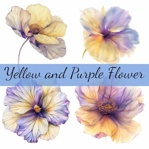 16 Gelb und Lila Abstrakte Blumen Clipart Bundle, hochwertige JPG-Dateien, Handwerk Kunst, Kartenherstellung, Clip Art, Digitales Papierfertigkeit, Scrapbooking