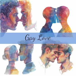 16 abstracte mannelijke homo paar verliefd clipartbundel, 16 hoogwaardige JPG, ambachtelijke kunst, kaarten maken, illustraties, digitale papierkunst, scrapbooking