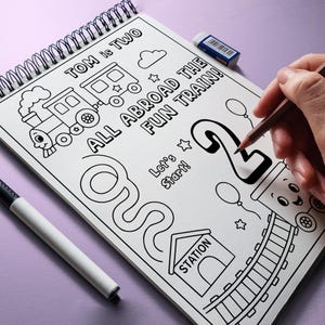 Personalized Train Birthday Coloring Page: Custom Activity Sheet (Digital Download)
