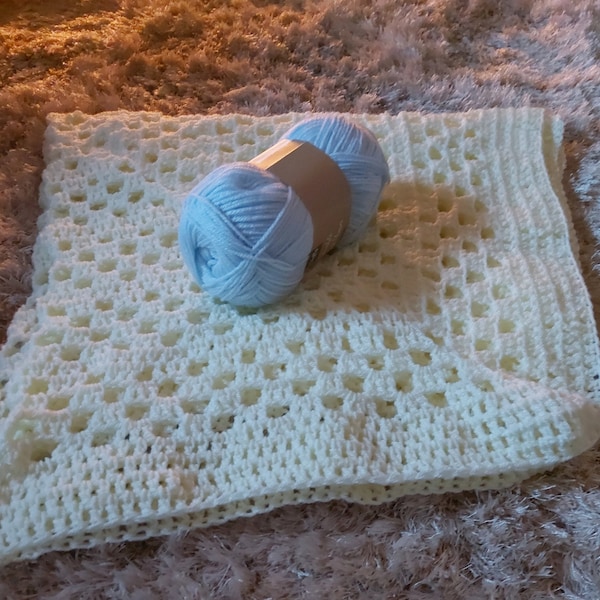 knitted wool baby blanket ,other colours available ! crochet