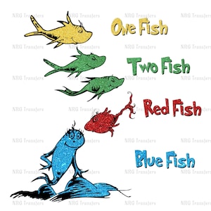 DTF Transfer | Dr Seuss - One Fish, Two Fish | DTF Transfer, DTF Print, Heat Transfer, Ready To Press, Dr Seuss Day
