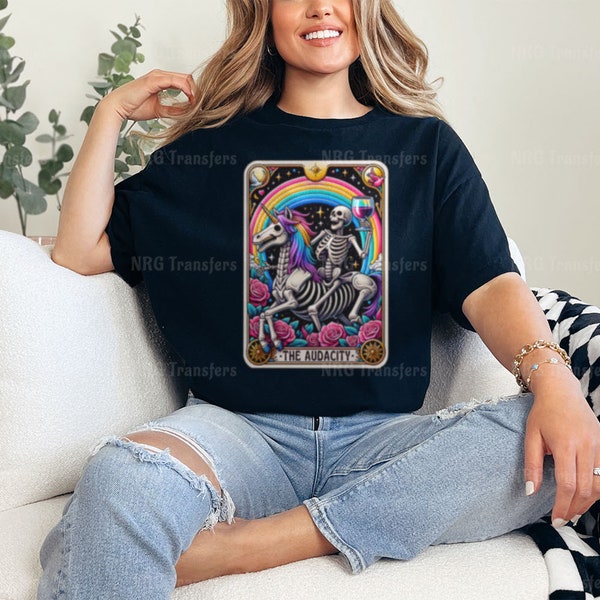 The Audacity Skeleton & Horse | Tarot Card - Graphic T-Shirt