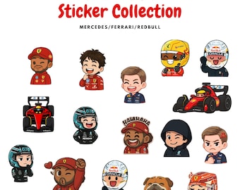 Chibi Formula 1 Sticker Collection: Mercedes, Ferrari, Red Bull (Digital Download)