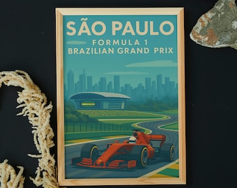 Sao Paulo Grand Prix F1 Poster: Sao Paulo Brazil F1 Race Track Art (Digital Download)