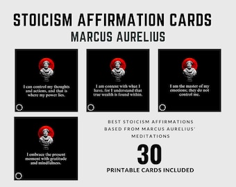 30 Marcus Aurelius Stoic Affirmation Cards (30 Inspiring Stoic Affirmations), Stoicism Daily Affirmations, Stoicism Cards, Stoic Meditations
