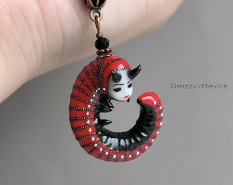 Caterpillar pendant Isopod Maggot Worm insect Butterfly pupa larva Beetle Woodlouse Arthropod Creepy doll Porcelain face Demon Skull shrimp
