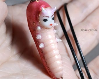 Caterpillar pendant Isopod Maggot Worm insect Chafer Grub pupa larva Beetle Woodlouse Arthropod Creepy doll  Demon Skull Spider Bug