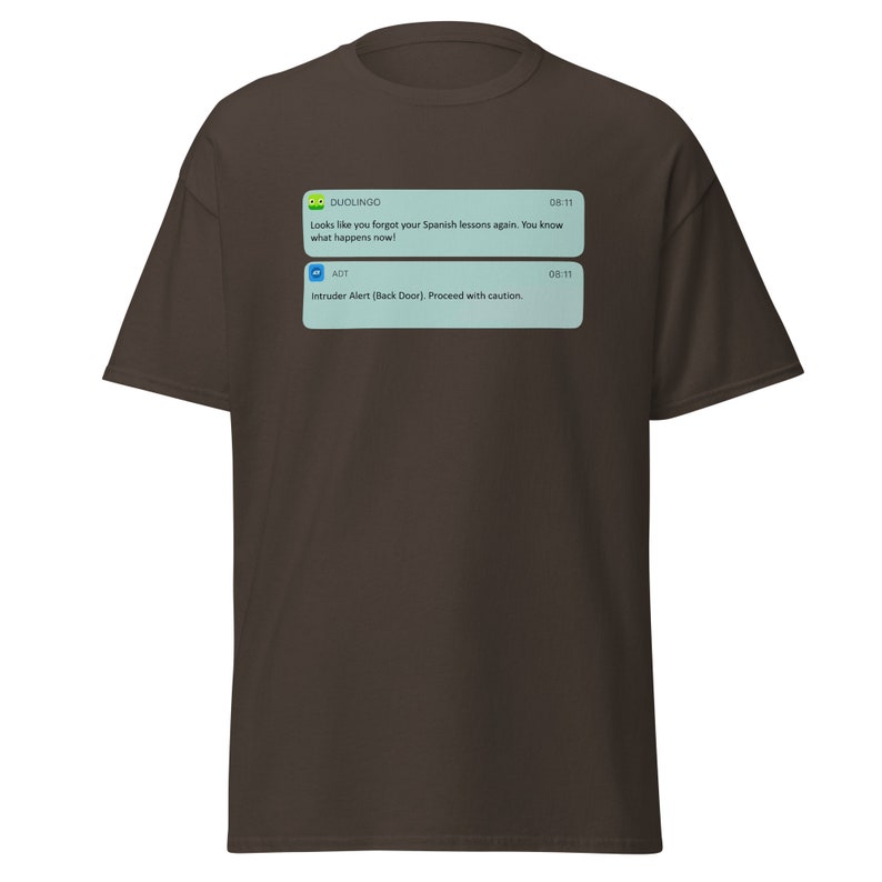 Hilarious Duolingo Meme Shirt, Spanish Lesson Intruder Joke, Fun Language Learning Clothing