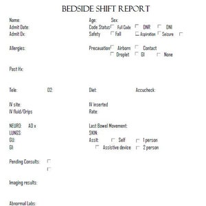 Nursing Bedside Report - Etsy