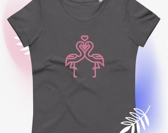 Women's Flamingos in Love - fitted eco tee