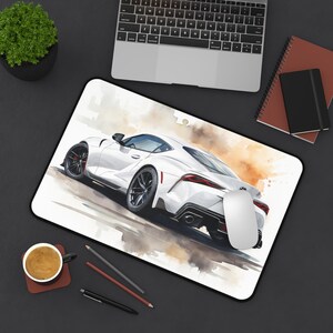 White Supra Desk Mat | Race Car Mouse Pad