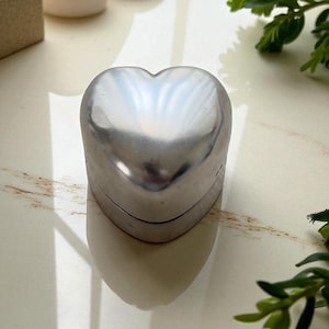Antique English Birmingham Miniature Sterling Silver Heart Shaped Trinket Box 1909
