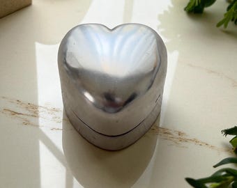 Antike englische Birmingham Sterling Silber Herz Schmuckbox - 1909 | Klappdeckel Mini Ring Box