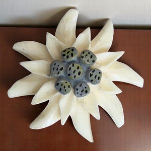 Vintage Carved Bone Edelweiss Flowe Circa 1940