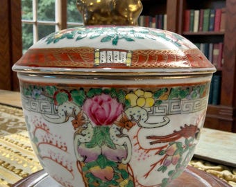 Frasco de Gengibre Vintage Famille Rose | Porcelana de pássaros florais estilo Qianlong