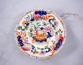 Georgian Hicks & Meigh Ironstone Plate Hand Painted Water Lily Pattern No.5 Circa 1815