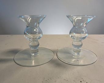 bougeoir vintage Princess House en verre bullé | Verre clair moderne Mid-Century | 3,5 pouces de hauteur