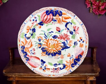 Georgian Hicks & Meigh Ironstone Plate Hand Painted Water Lily Pattern No.5 Circa 1815