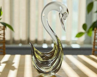ヴィンテージ　formica フォルミア社　ムラーノガラス　白鳥　イタリア製 フォルミア社製、ムラーノ アート ガラス シルバー スワン フィギュア