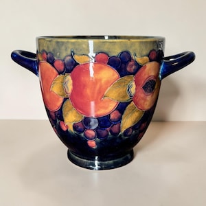 Antique William Moorcroft Twin Handled Jardiniere Vase Pomegranate Pattern 333 c.1918–1926 Signed