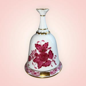 Vintage Herend Porcelain Bell – Apponyi Floral | Pattern 8039 | Hand-Painted Hungarian Fine China | 4” Tall
